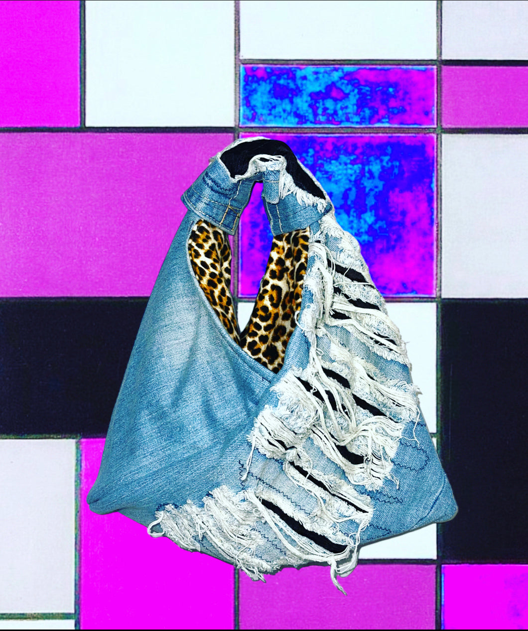 Ripped Denim Mini Tote Bag